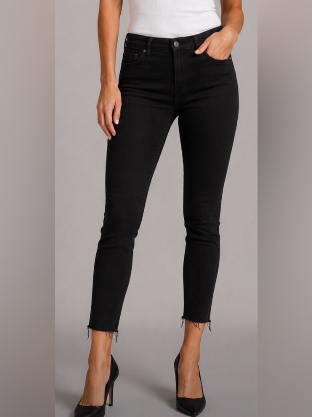 7 For All Mankind B(air) Denim Black Ankle Skinny Ankle Jeans Size 29